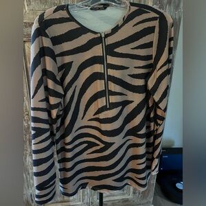 Noracora Zebra print M, New without tags cuff long sleeve half zipper